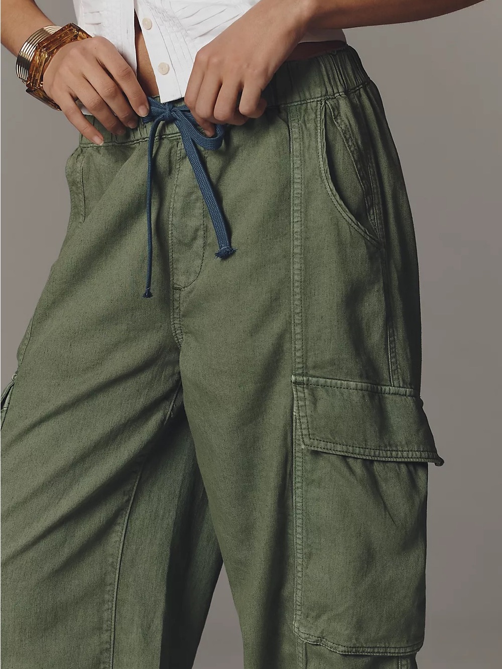 Nwot Pilcro linen cotton jogger Olive Green - Picture 2 of 7